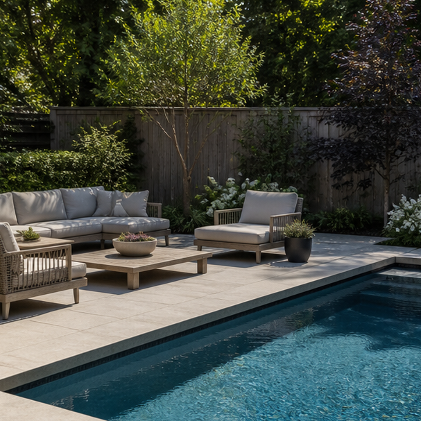 Rectangular Pool Ideas seating area