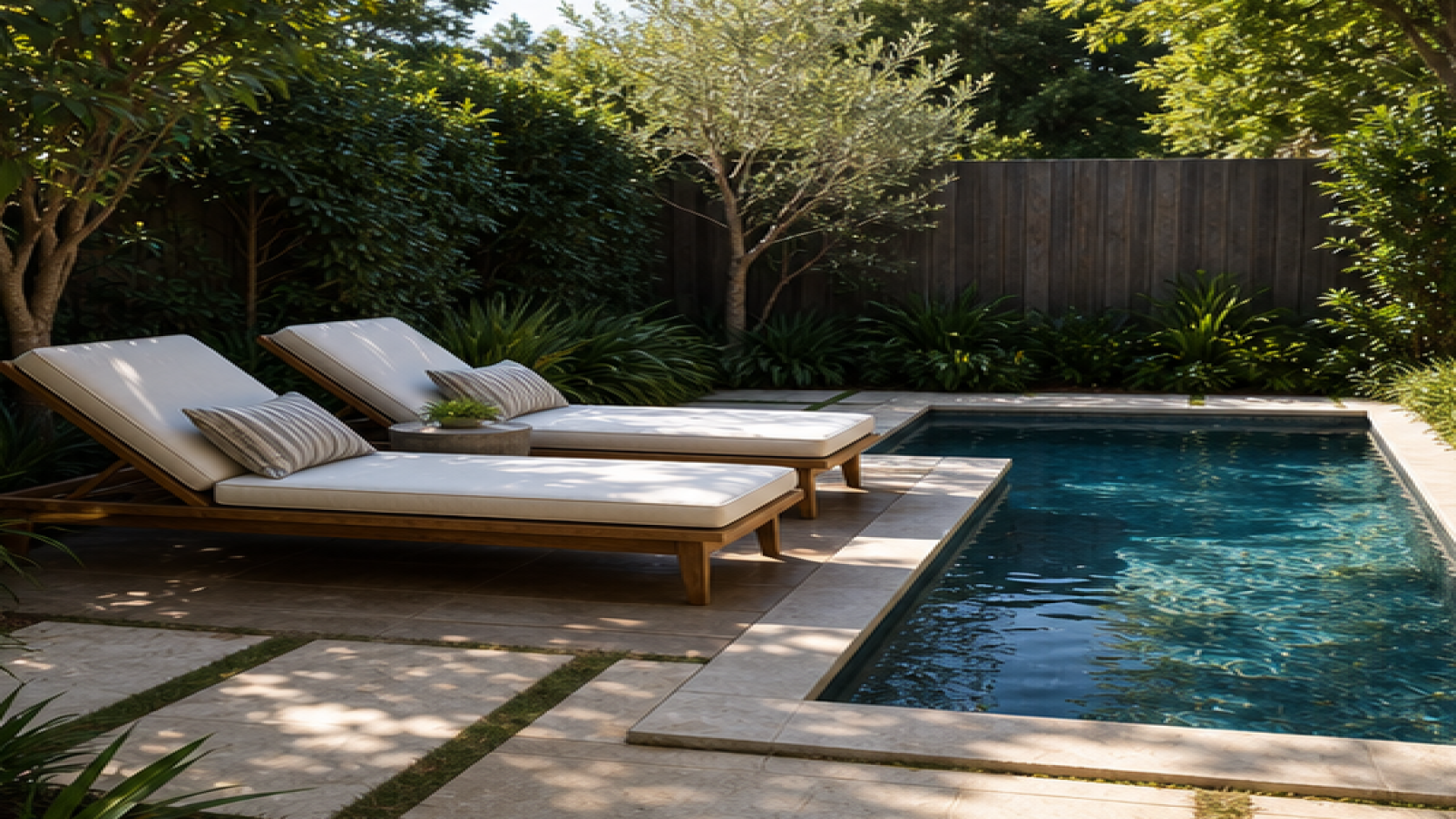 Small Pool Ideas with lounge chairs