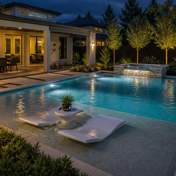 Tanning Ledge Pool Ideas evening light