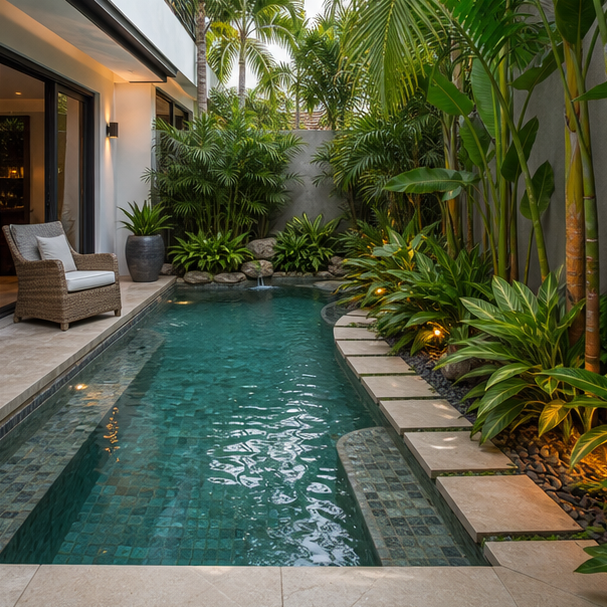 Tropical Pool Ideas compact layout