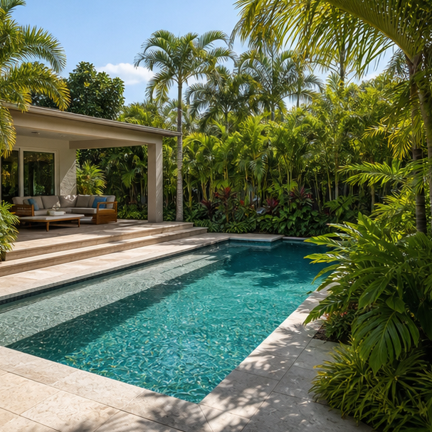 Tropical Pool Ideas backyard setting