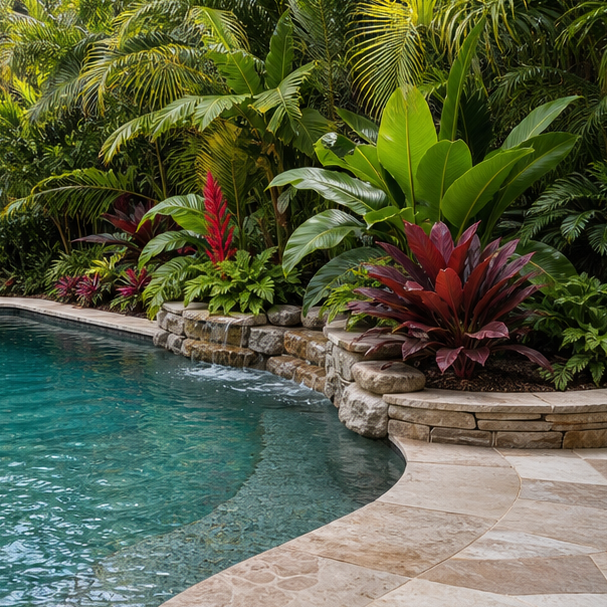 Tropical Pool Ideas water edge detail
