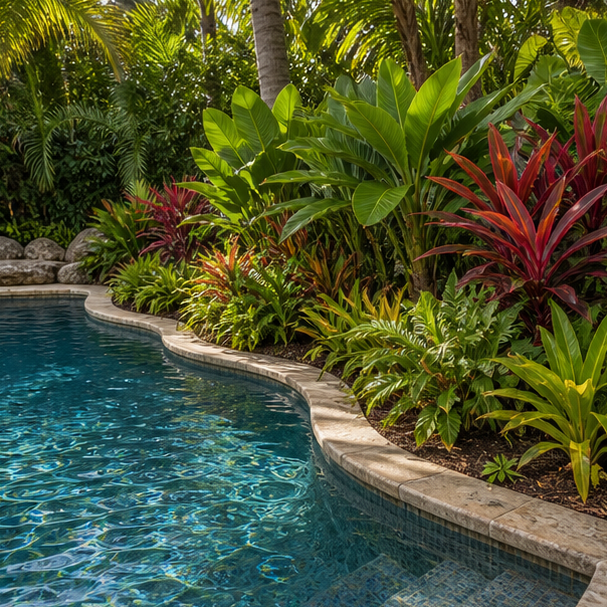 Tropical Pool Ideas planting edge
