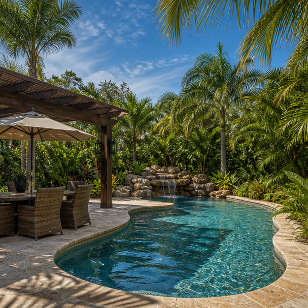 Tropical Pool Ideas shade view